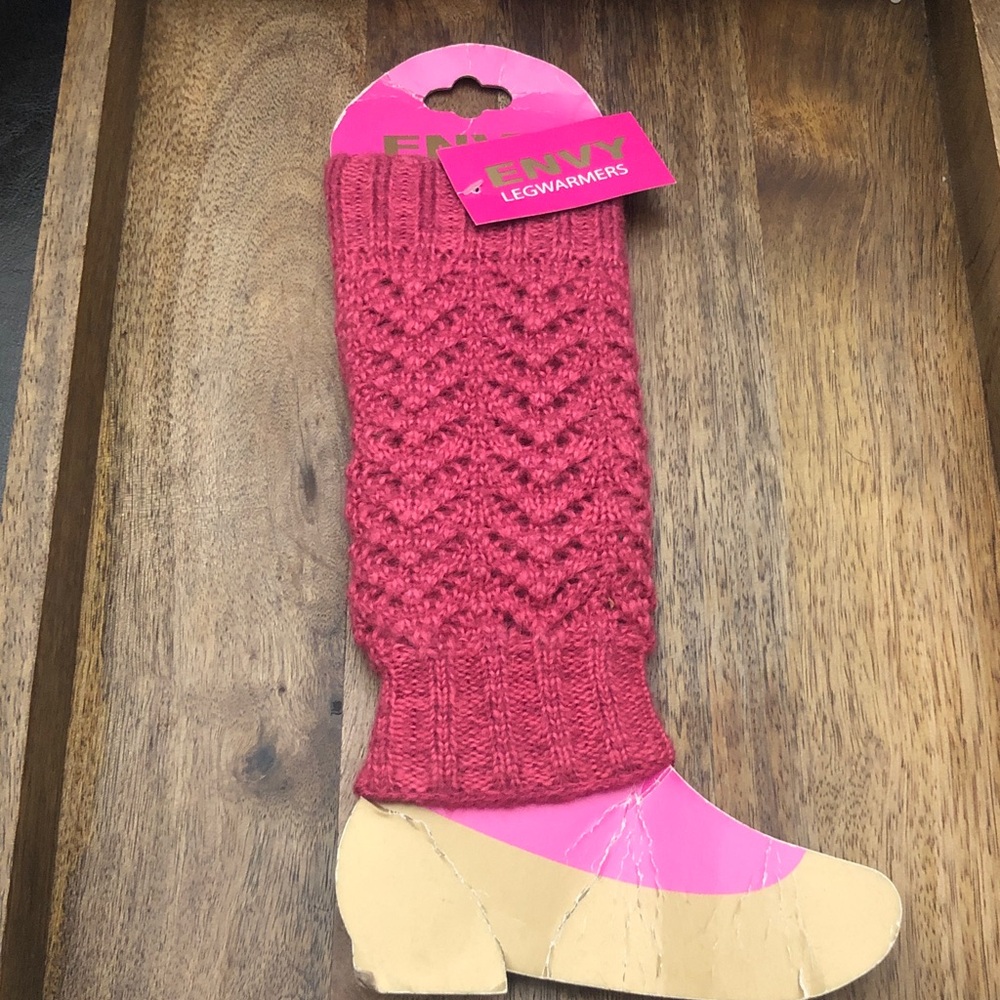 envy Pink Chevron Knit Legwarmers